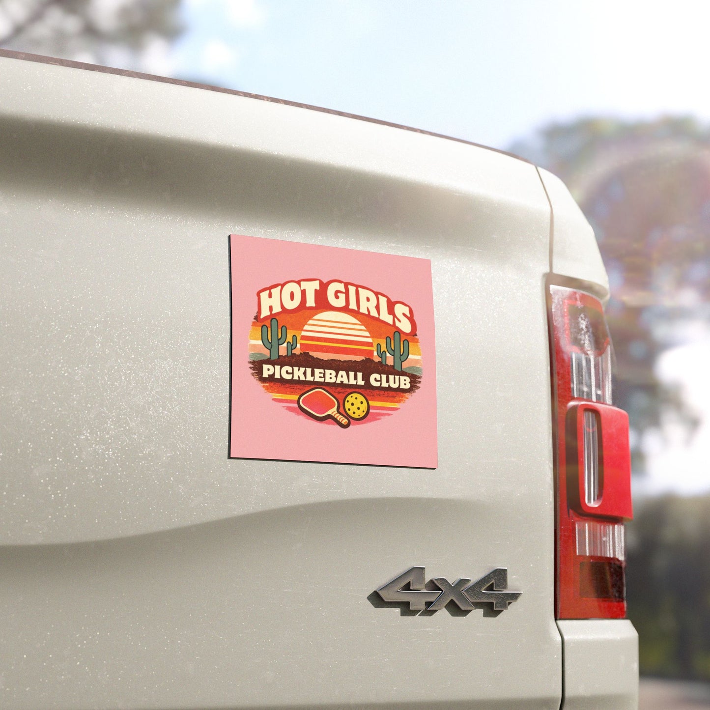 Hot Girls Pickleball Club Car Magnet — Retro Sunset Pickleball Magnet