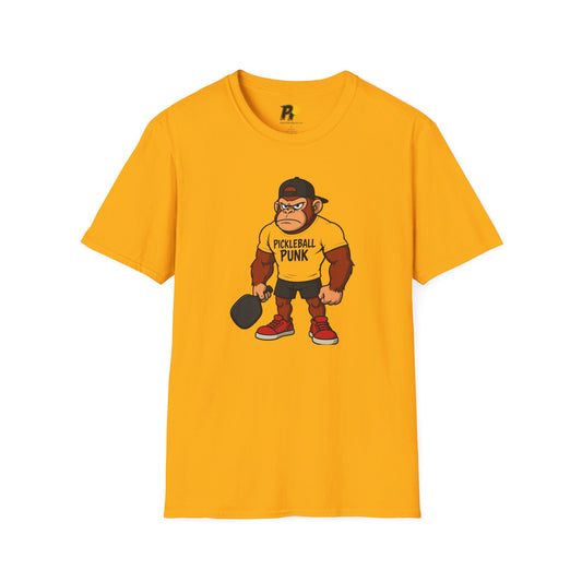 Cranky Ape Graphic Tee – “Pickleball Punk” Gold Edition