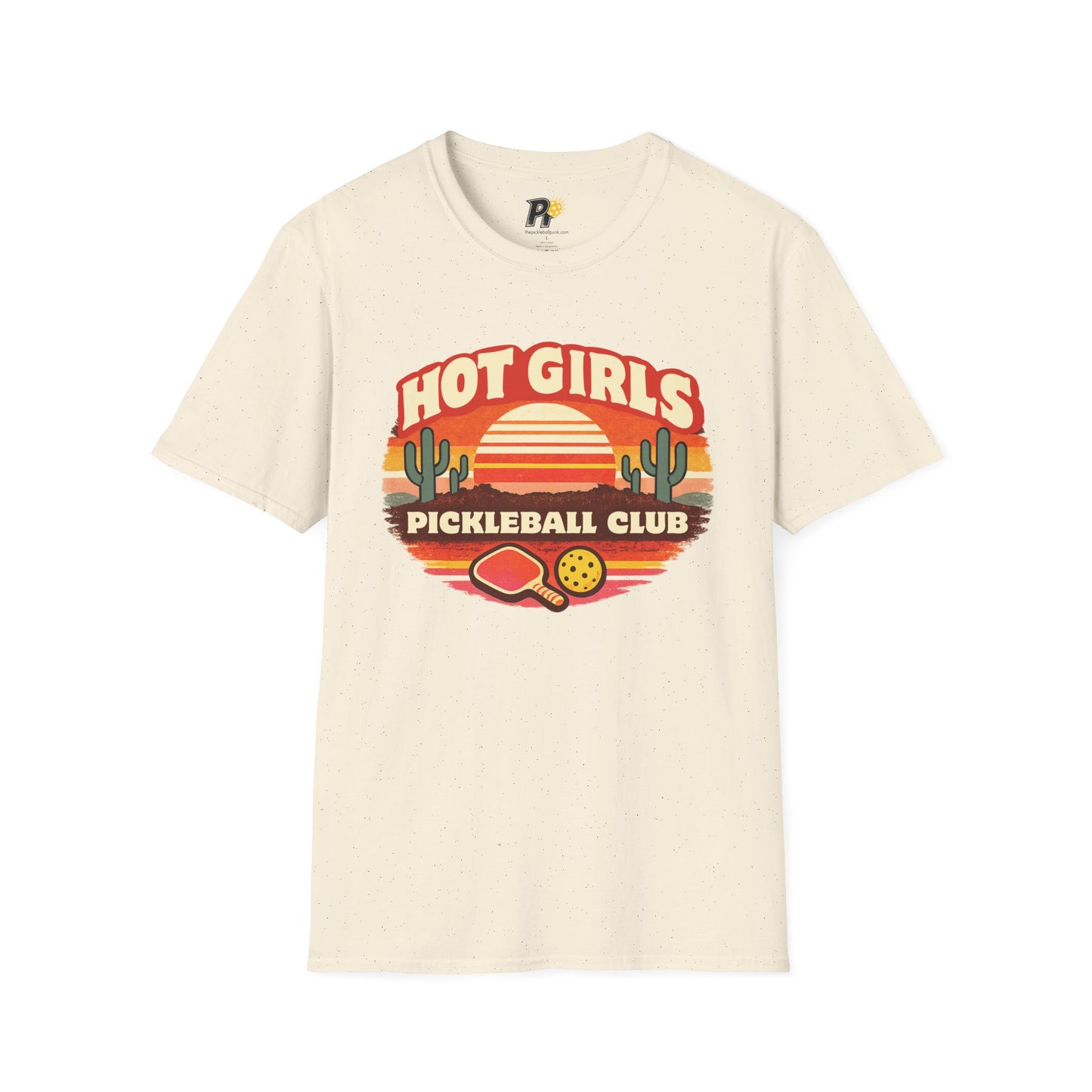 Hot Girls Pickleball Club T‑Shirt — Retro Desert Sunset Pickleball Tee
