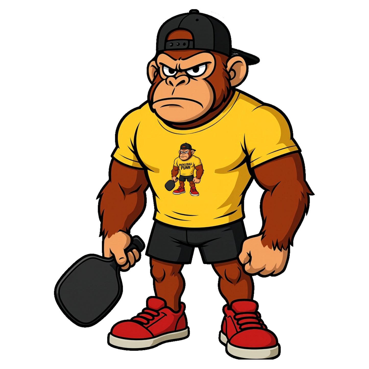 Cranky Ape Graphic Tee – “Pickleball Punk” Gold Edition
