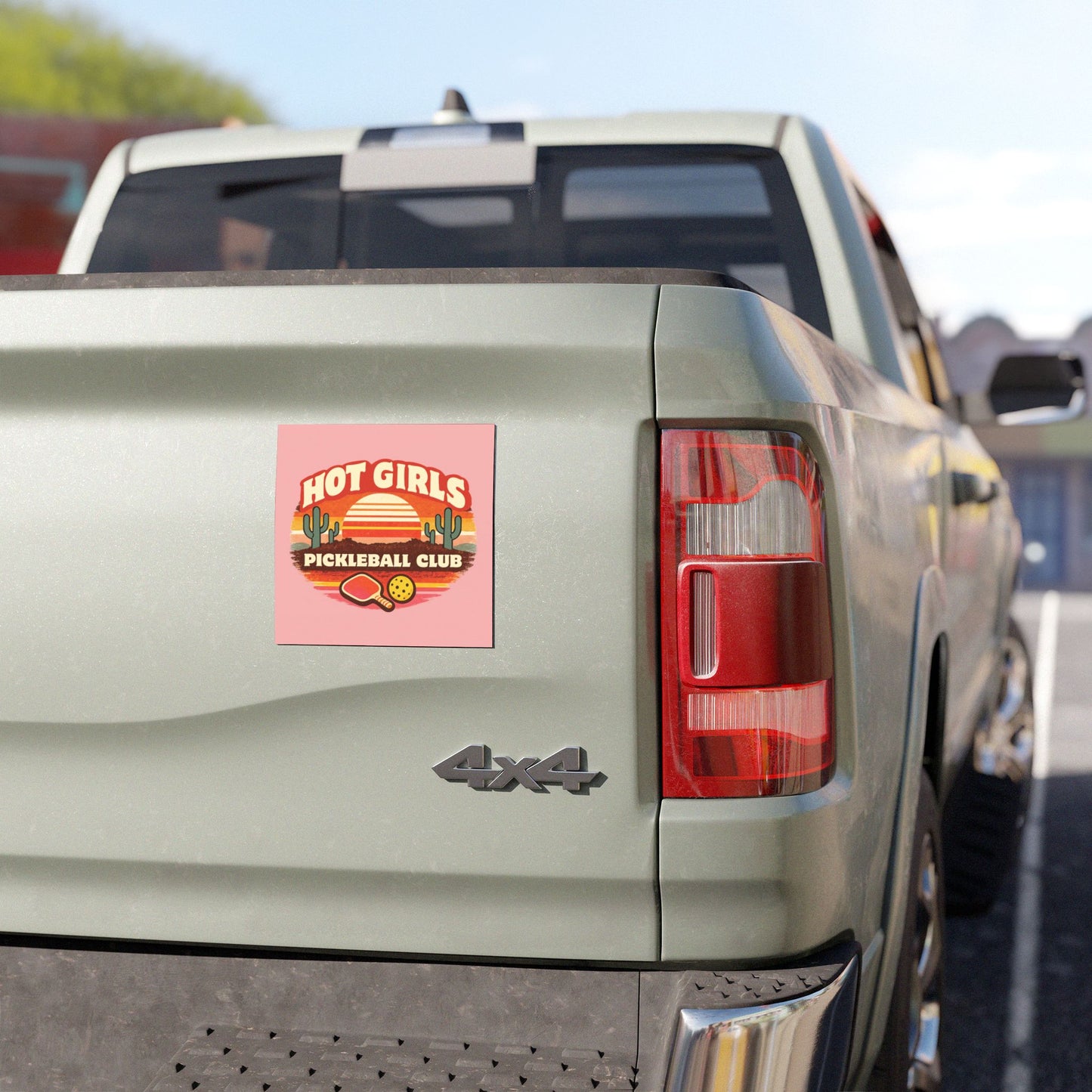 Hot Girls Pickleball Club Car Magnet — Retro Sunset Pickleball Magnet
