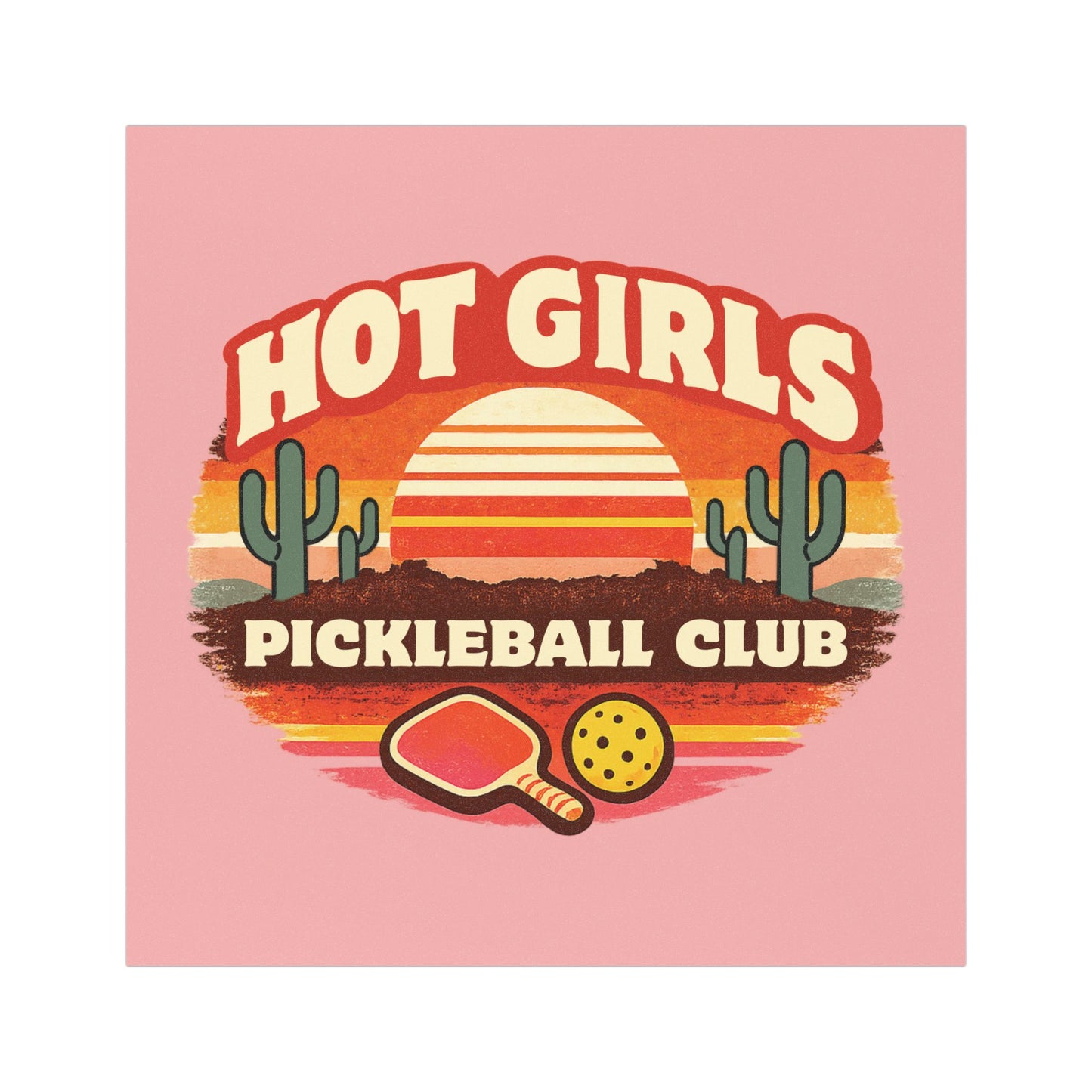 Hot Girls Pickleball Club Car Magnet — Retro Sunset Pickleball Magnet